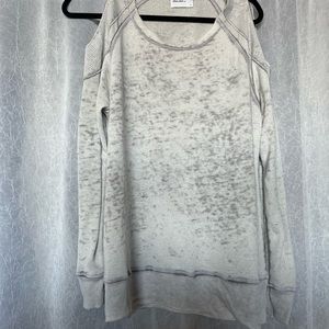 Acid Wash Off the Shoulder Cozy Knit Sweater